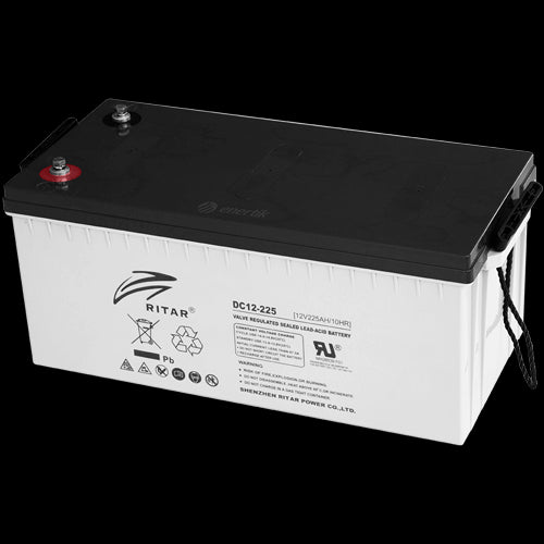 RITAR AGM Deep Cycle Batteri 12V 225AH C10 (522x240x219mm) +høyre - Image 1