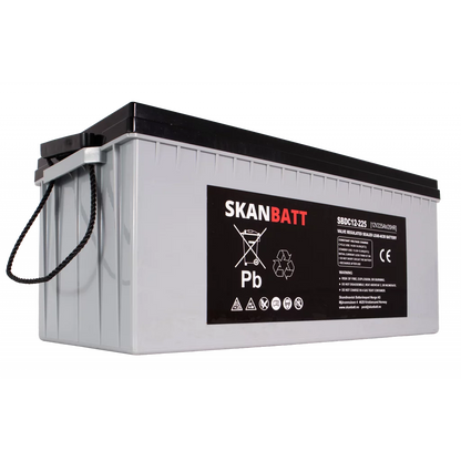 SKANBATT AGM Deep Cycle Batteri 12V 225AH C10 (522x240x219mm) +høyre