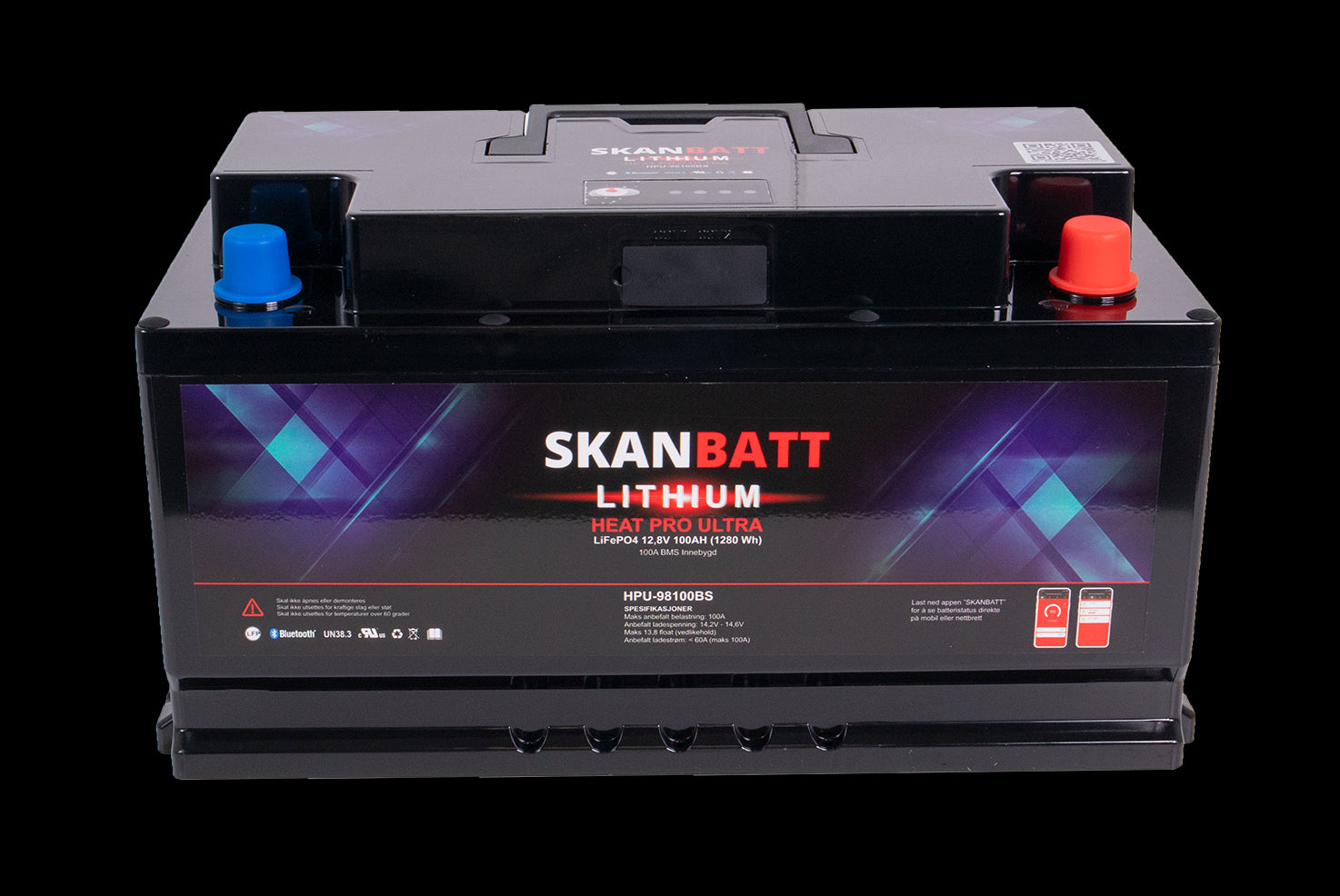 SKANBATT Lithium HEAT PRO 'Ultra' 12V 100AH - CAN Bus - 300A (<3s) - 8 års garanti - BOBILBATTERIET - Image 3