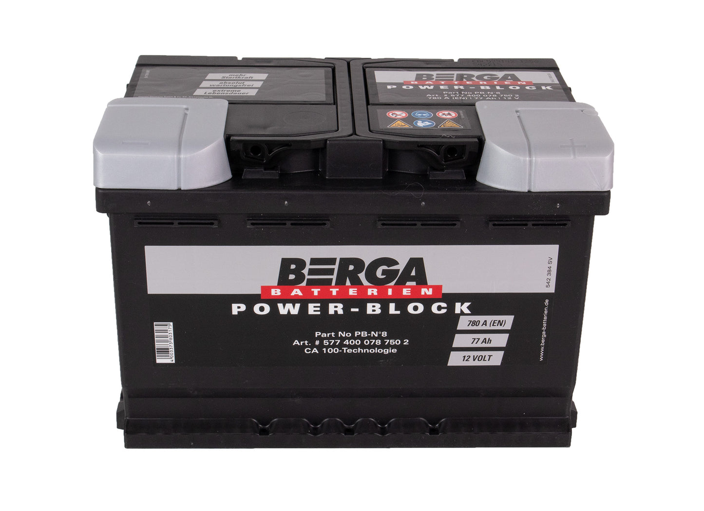 BERGA Power Block 12V 77AH 780CCA shown in detail view