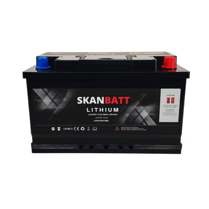 Skanbatt Lithium Start- Og Forbruksbatteri 12V 60Ah 900Ca - Bluetooth label detail