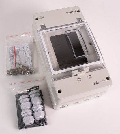 Innkapsling for BDM-250 DC effektbryter, IP65 shown in angle view