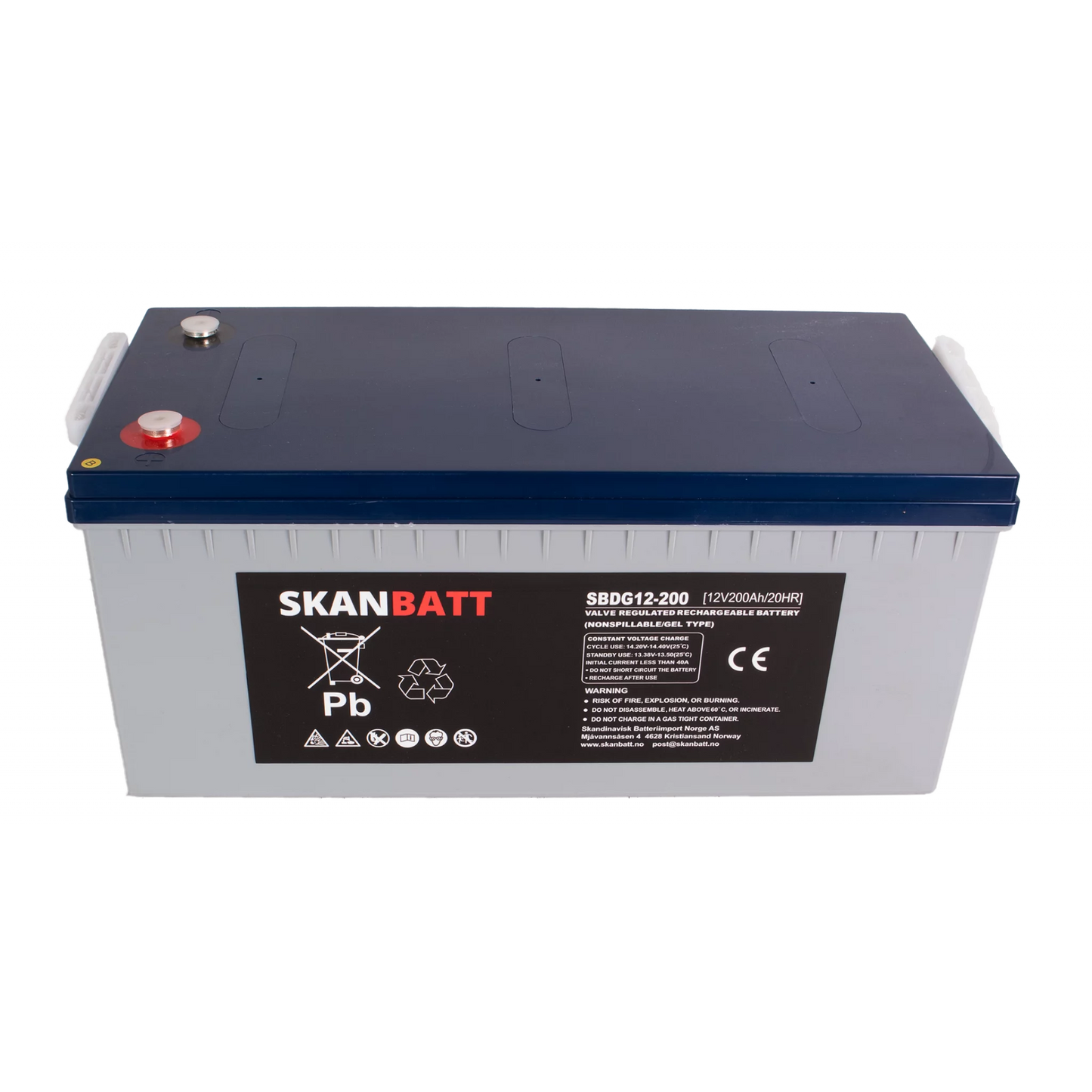 SKANBATT GEL Deep Cycle Batteri 12V 200AH (522x240x223mm) +høyre
