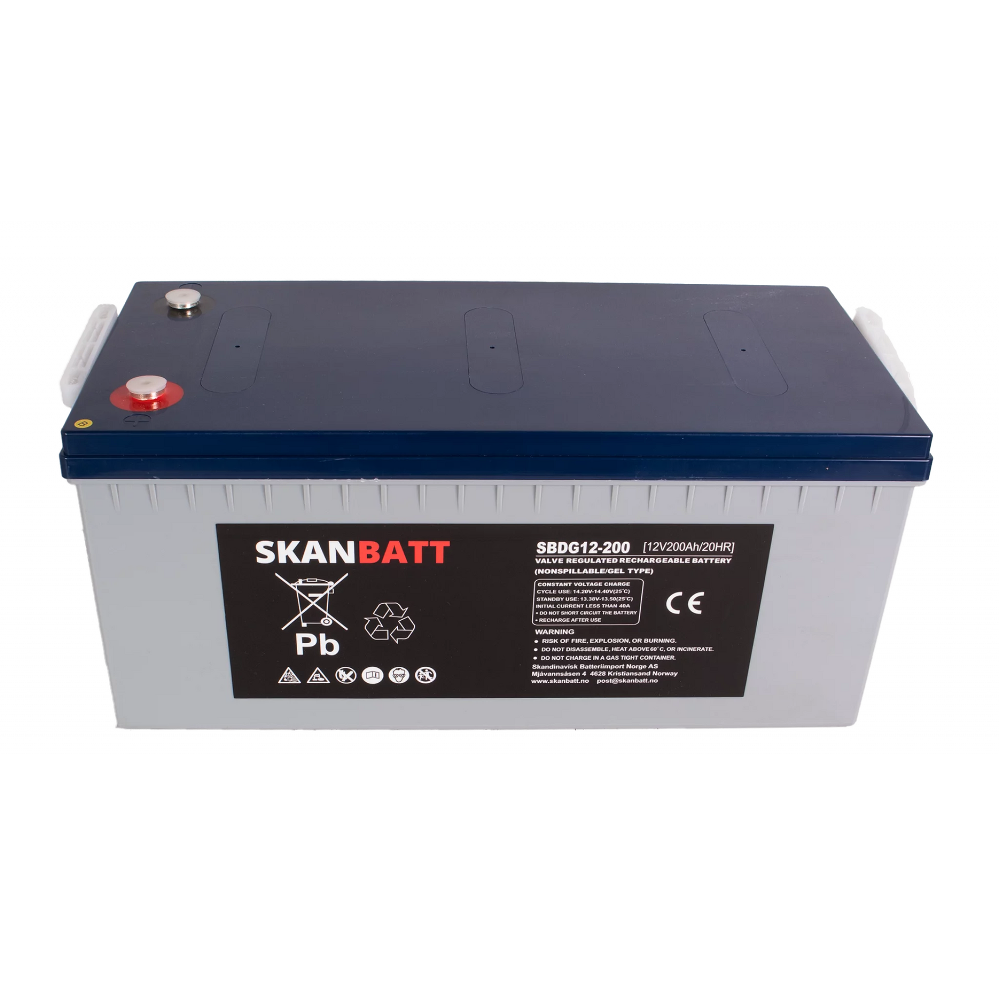 SKANBATT GEL Deep Cycle Batteri 12V 200AH (522x240x223mm) +høyre