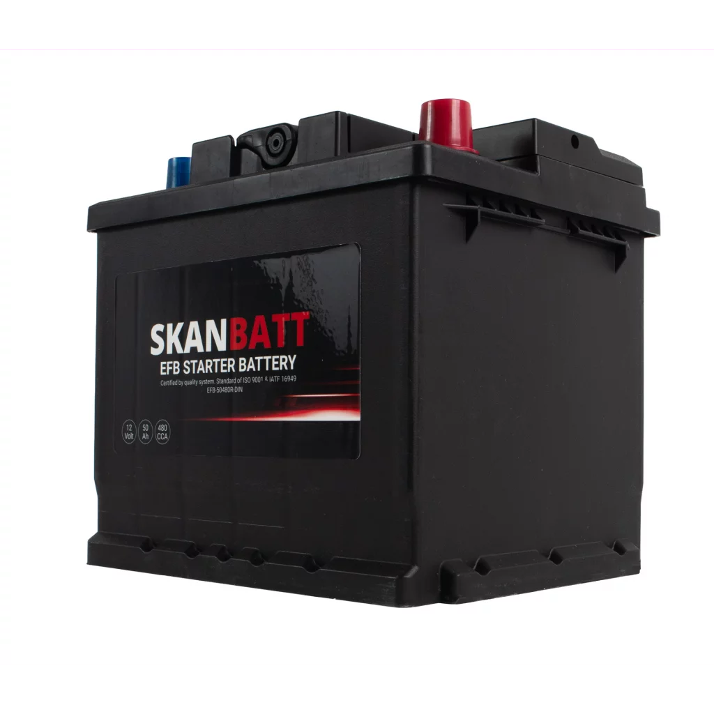 SKANBATT EFB Startbatteri 12V 50AH 480CCA (207x175x190mm) +R