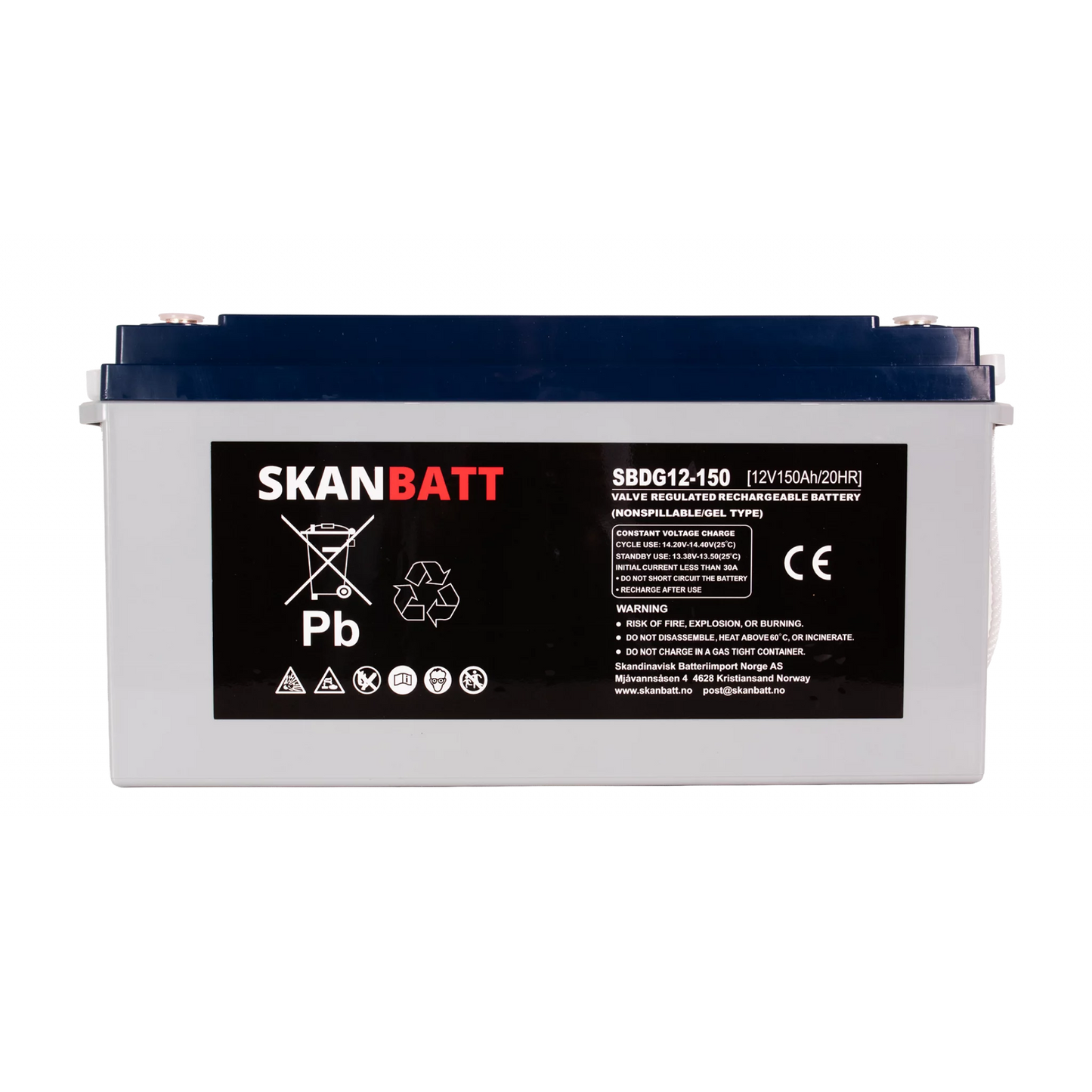 SKANBATT GEL Deep Cycle Batteri 12V 150AH (483x170x241mm) +venstre