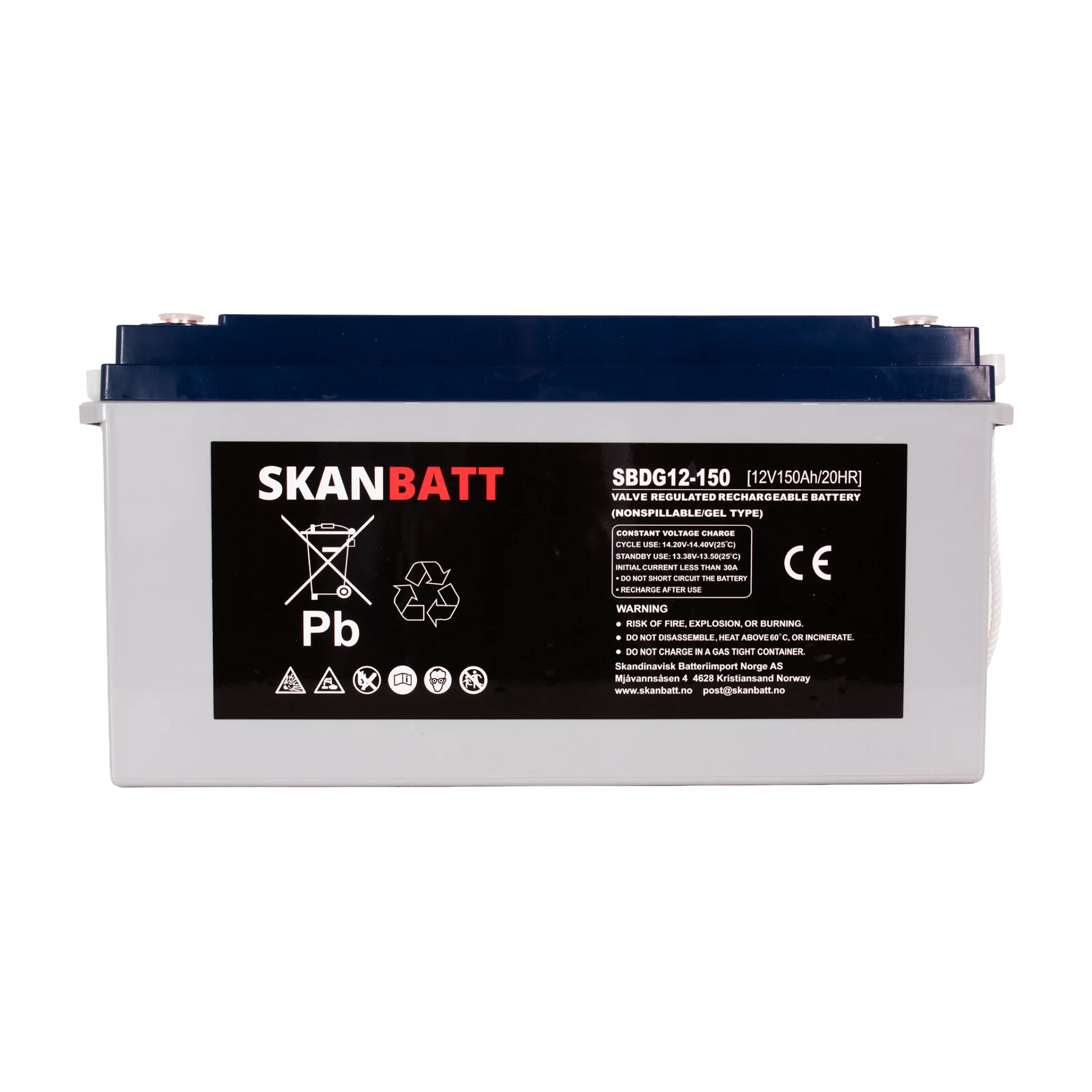 SKANBATT GEL Deep Cycle Batteri 12V 150AH (483x170x241mm) +venstre