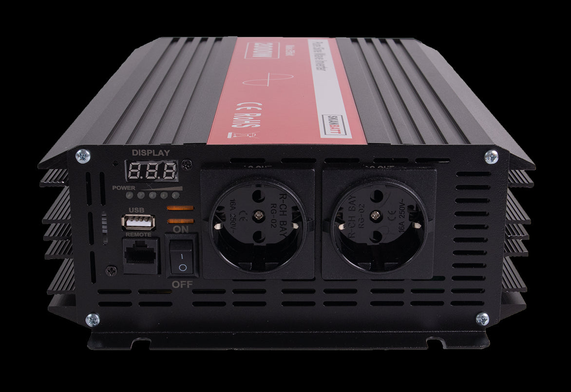 SKANBATT Inverter 12V 2000W Ren Sinus m/Kablet Fjernkontroll - Image 4