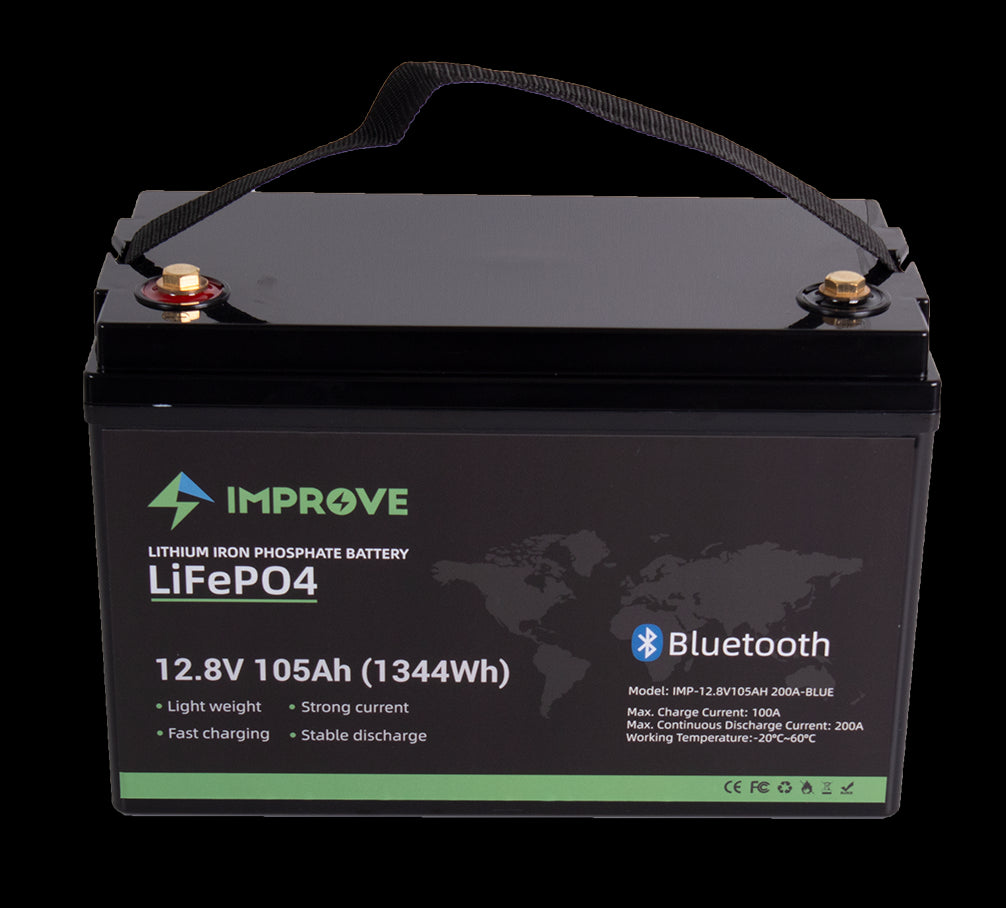 IMPROVE Lithium Batteri 12V 105Ah (LiFePO4) BMS 200A - BLUETOOTH - Image 3