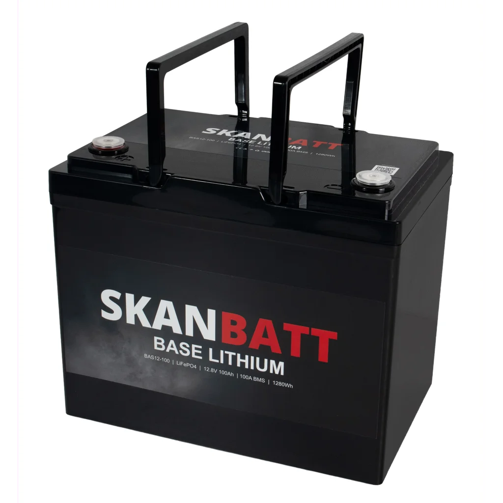 SKANBATT Base Lithium Small - 12V 100Ah 100A BMS - 260x169x211mm - 3 Års garanti