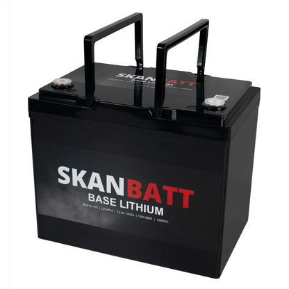 SKANBATT Base Lithium Small - 12V 100Ah 100A BMS - 260x169x211mm - 3 Års garanti