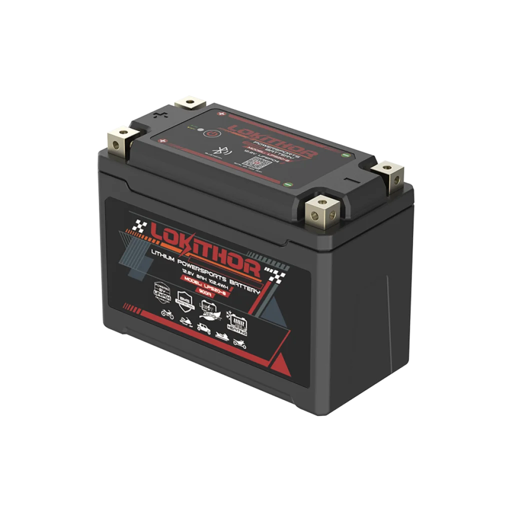 LOKITHOR Lithium MC Batteri 12V 8Ah - 175x87x130mm - Bluetooth - Heat shown in product view