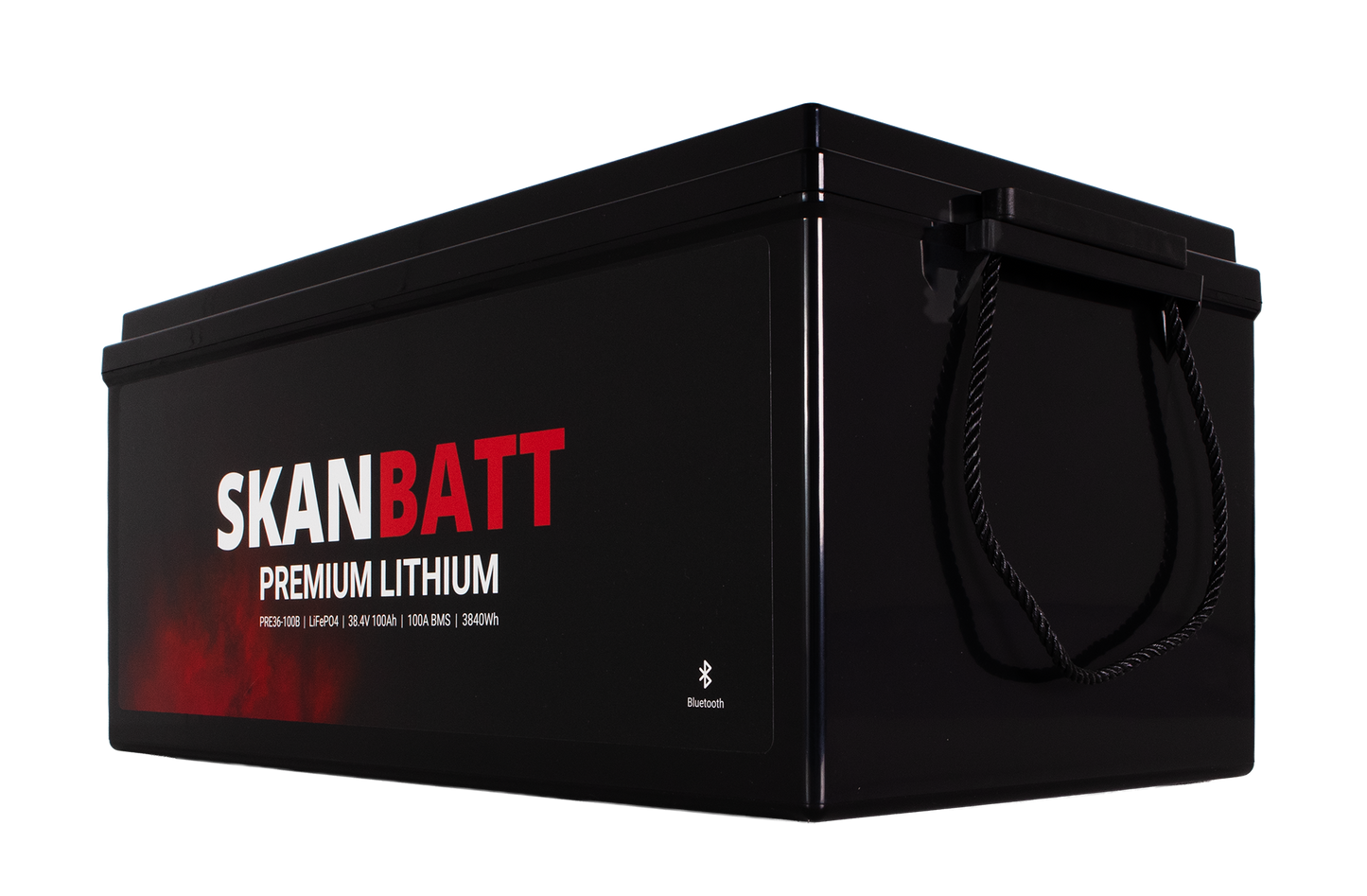 SKANBATT Premium Lithium - 36V 100Ah 100A BMS - 522x268x218mm - Bluetooth - 8 Års garanti