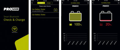 Prouser Bluetooth Batteritester shown in angle view