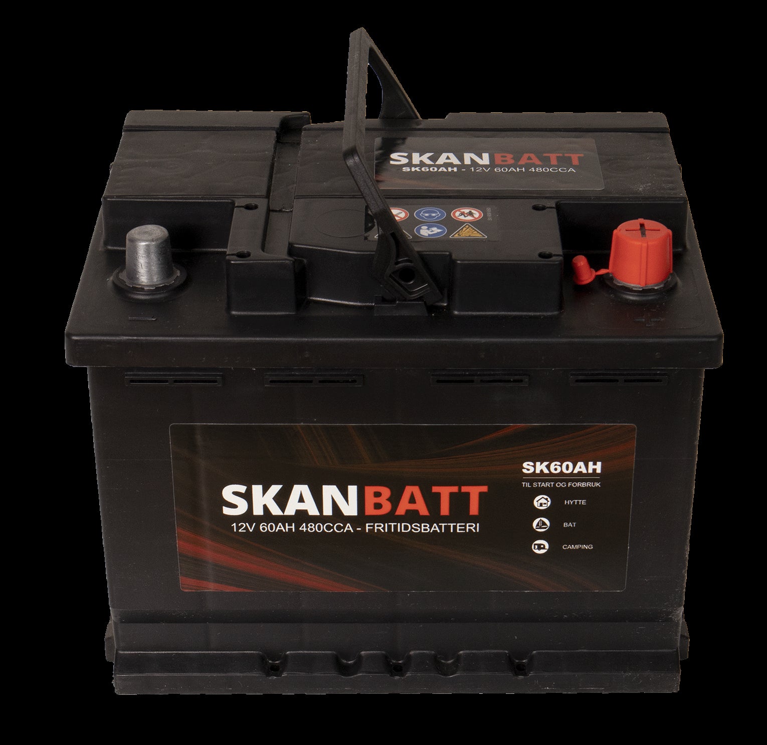 SKANBATT Fritidsbatteri 12V 60AH 480CCA (242x175x190/190mm) +høyre - Image 6