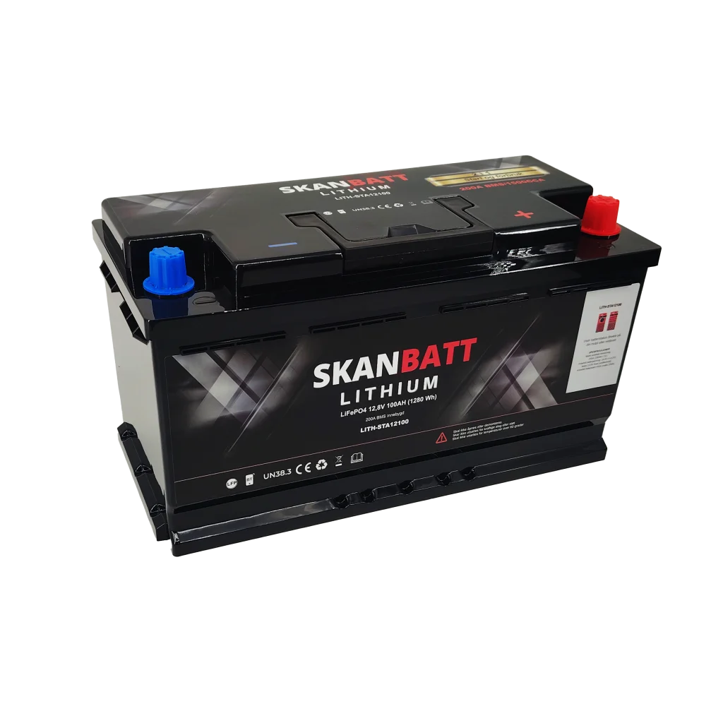 SKANBATT Lithium Start- og forbruksbatteri 12V 100Ah 1500CA - Bluetooth NB! B-VARE shown in product view