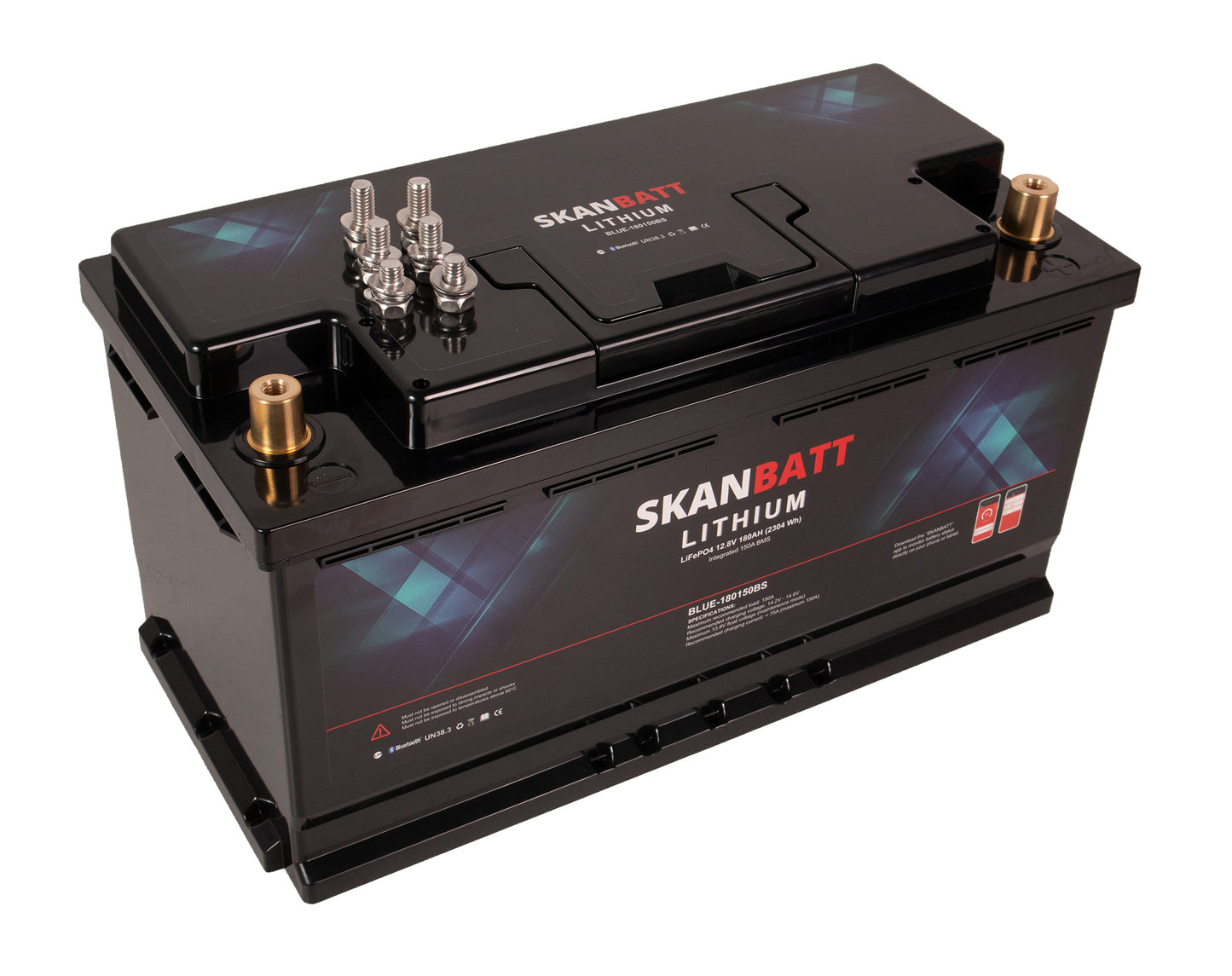 Skanbatt Lithium Batteri 12V 180Ah 150A Bms - Bluetooth - Bobil - 355X176X190Mm shown in product view image 4