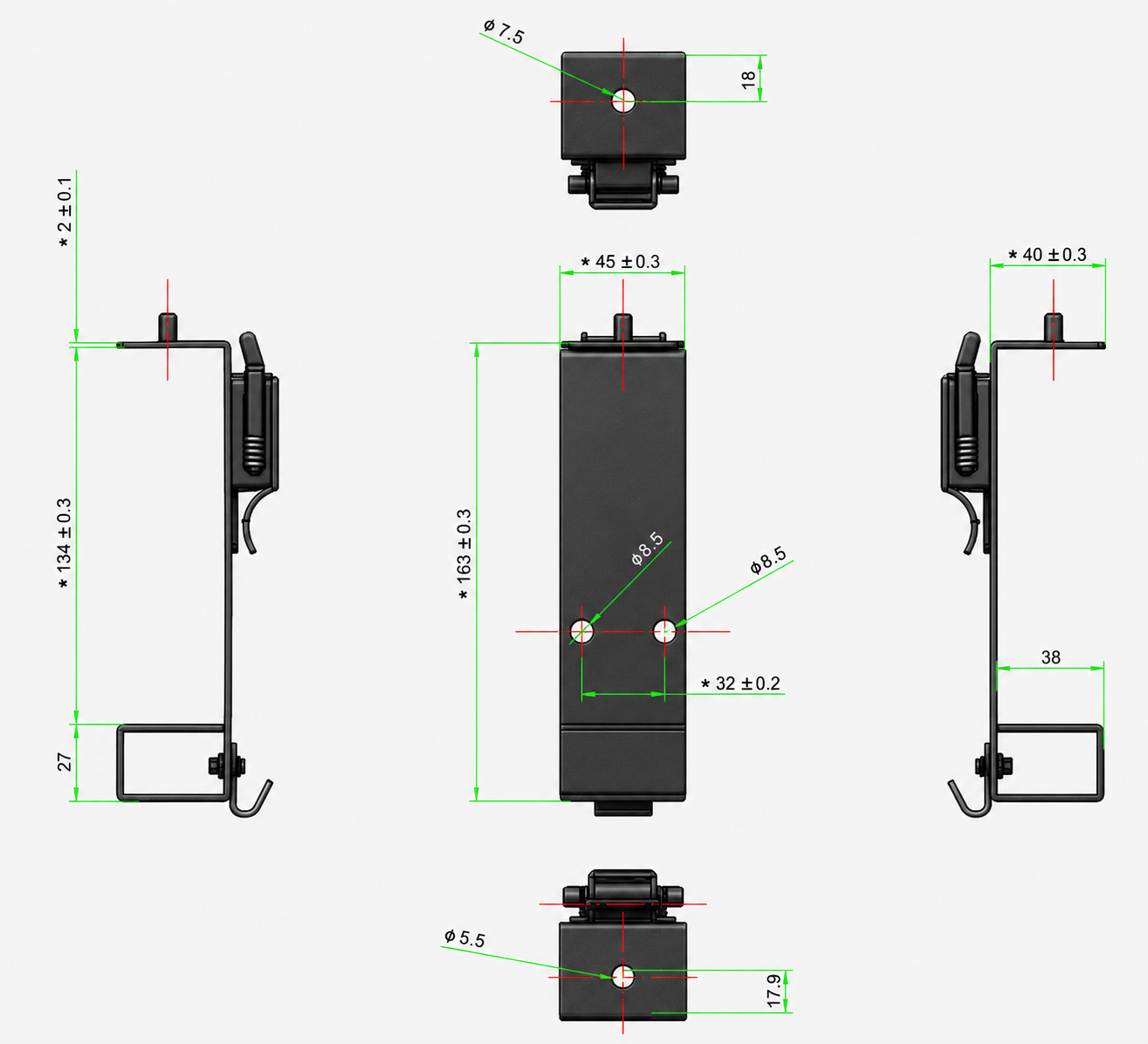 Rackfester for SKANBATT PRE48-100 3U (1sett)