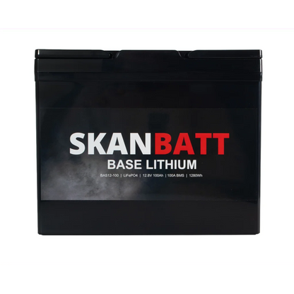 SKANBATT Base Lithium Small - 12V 100Ah 100A BMS - 260x169x211mm - 3 Års garanti
