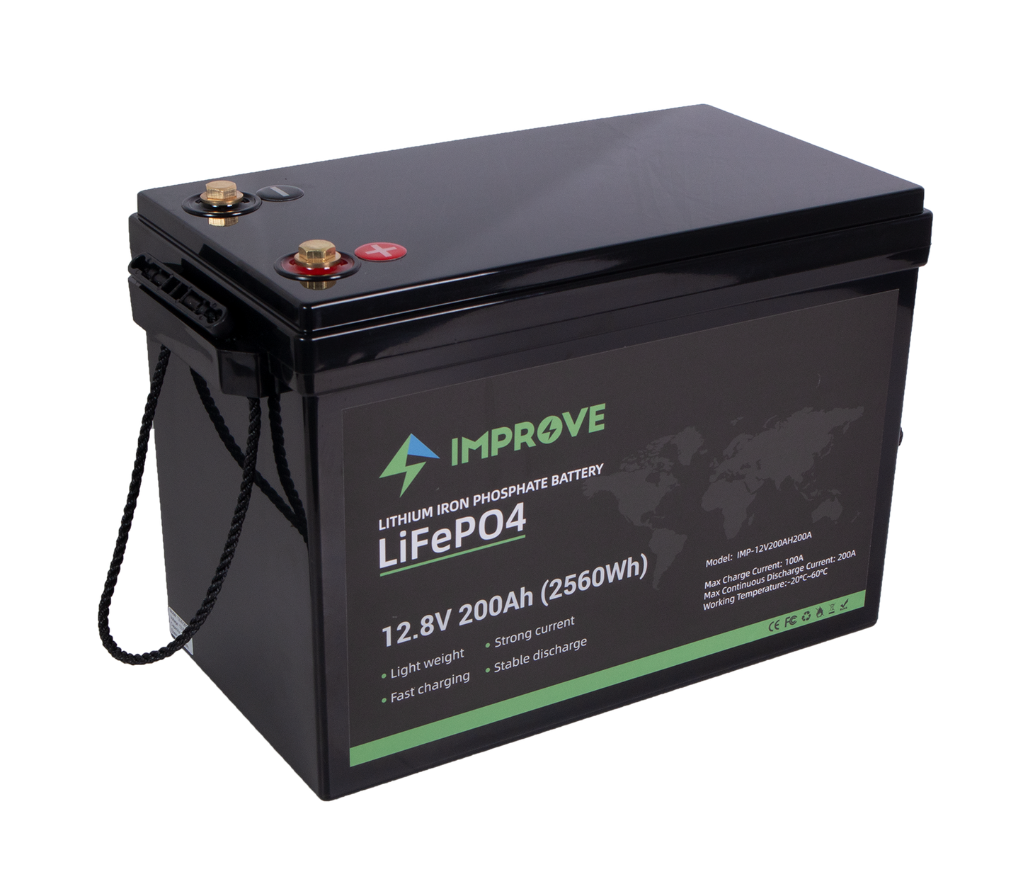 IMPROVE Lithium Batteri 12V 200Ah (LiFePO4) BMS 200A