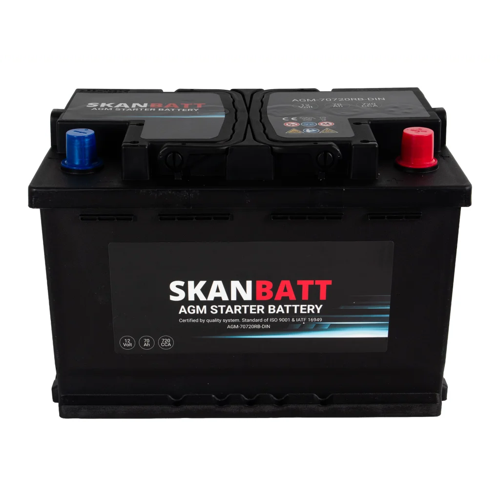 SKANBATT AGM Startbatteri 12V 70AH 720CCA (278x175x190mm) +R