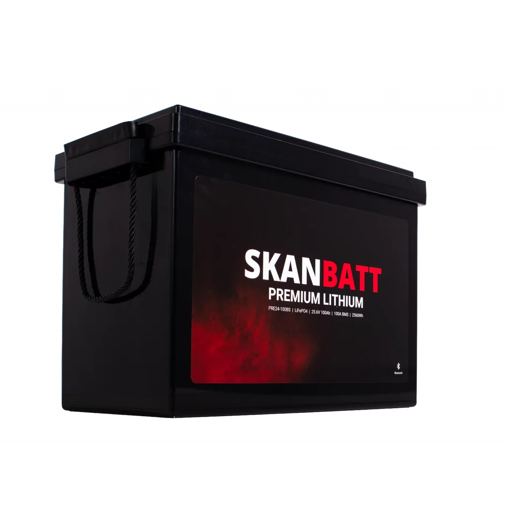 Produktbilde 6 av SKANBATT Premium Lithium - 24V 100Ah 100A BMS - 384x204x268mm - Bluetooth - 8 Års garanti