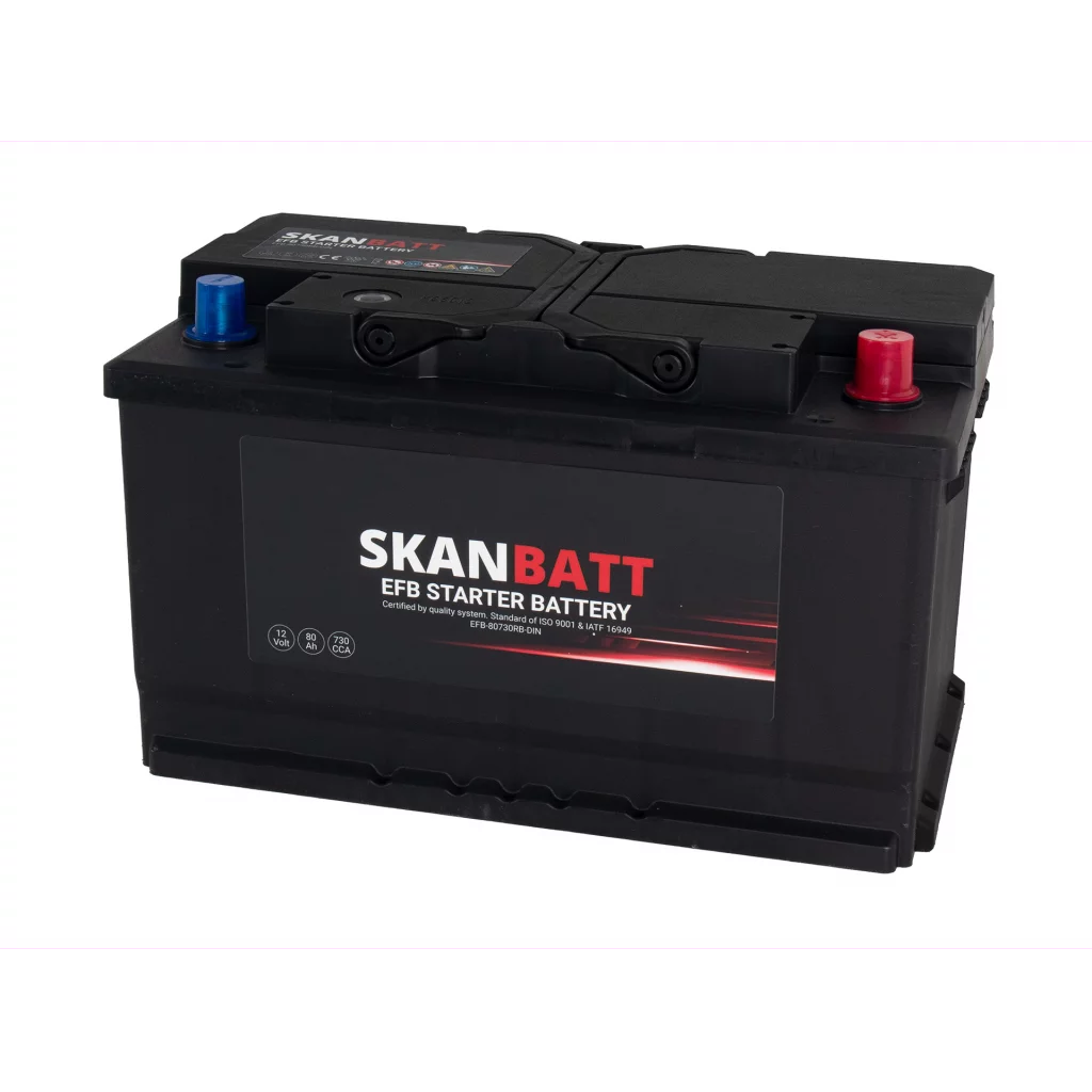 SKANBATT EFB Startbatteri 12V 80Ah 730CCA (315x175x190mm) +R
