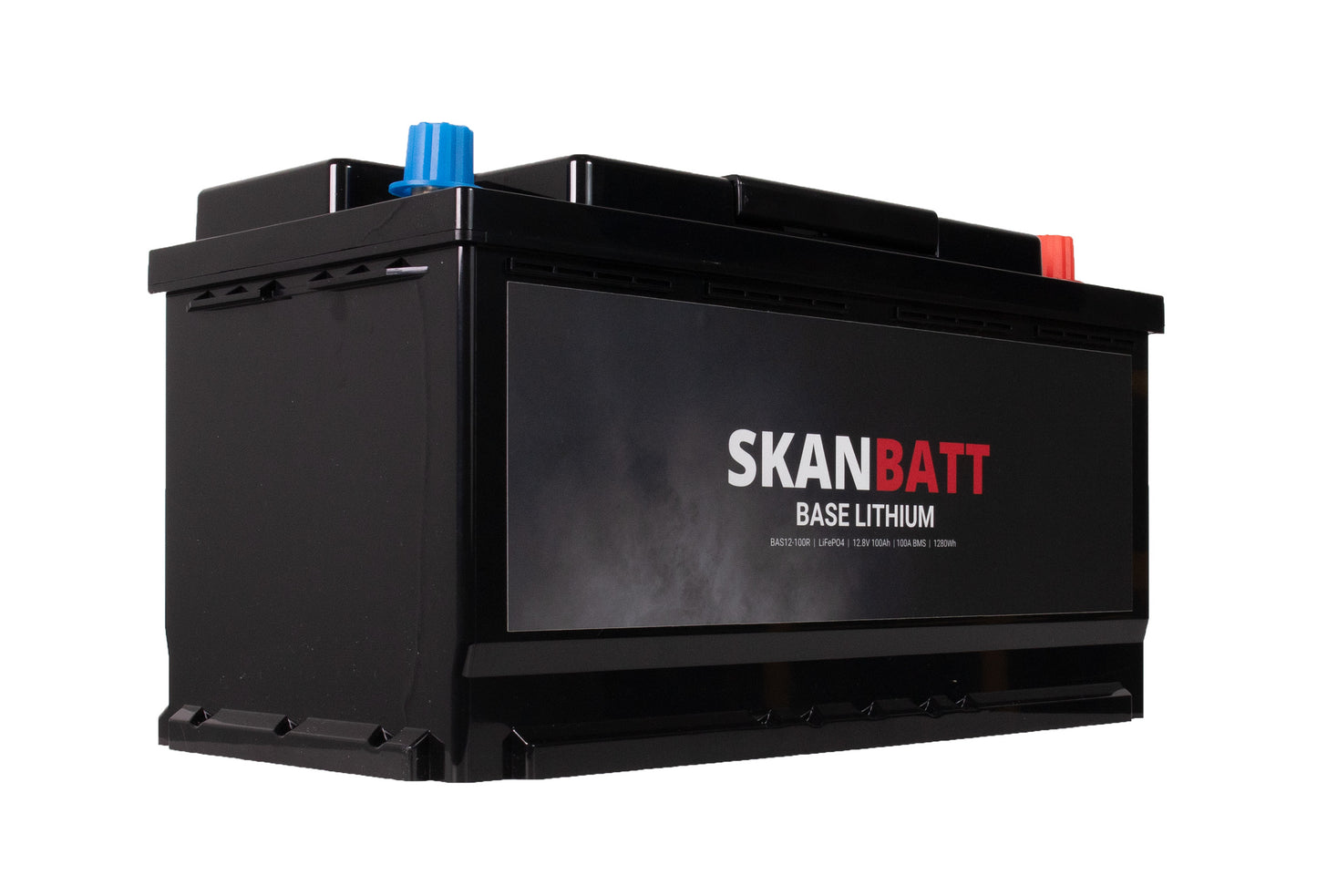 SKANBATT Base Lithium - 12V 100Ah 100A BMS - 352x174x190mm - 3 Års garanti - Bobil