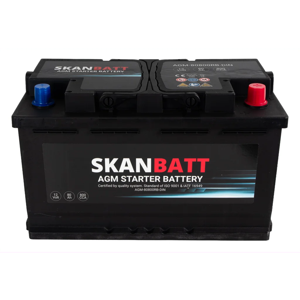 SKANBATT AGM Startbatteri 12V 80AH 800CCA (315x175x190mm) +R
