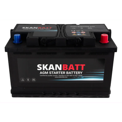 SKANBATT AGM Startbatteri 12V 80AH 800CCA (315x175x190mm) +R