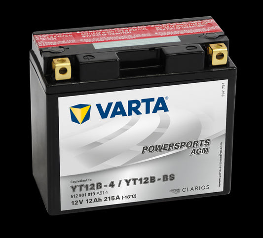 VARTA AGM MC Batteri 12V 12AH 215CCA (151x70x131mm) +venstre YT12B-BS