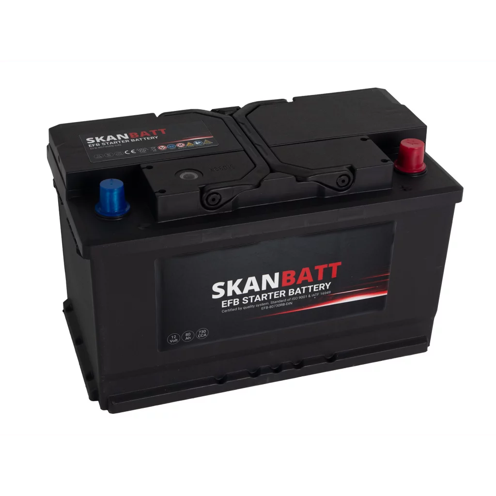 SKANBATT EFB Startbatteri 12V 80Ah 730CCA (315x175x190mm) +R