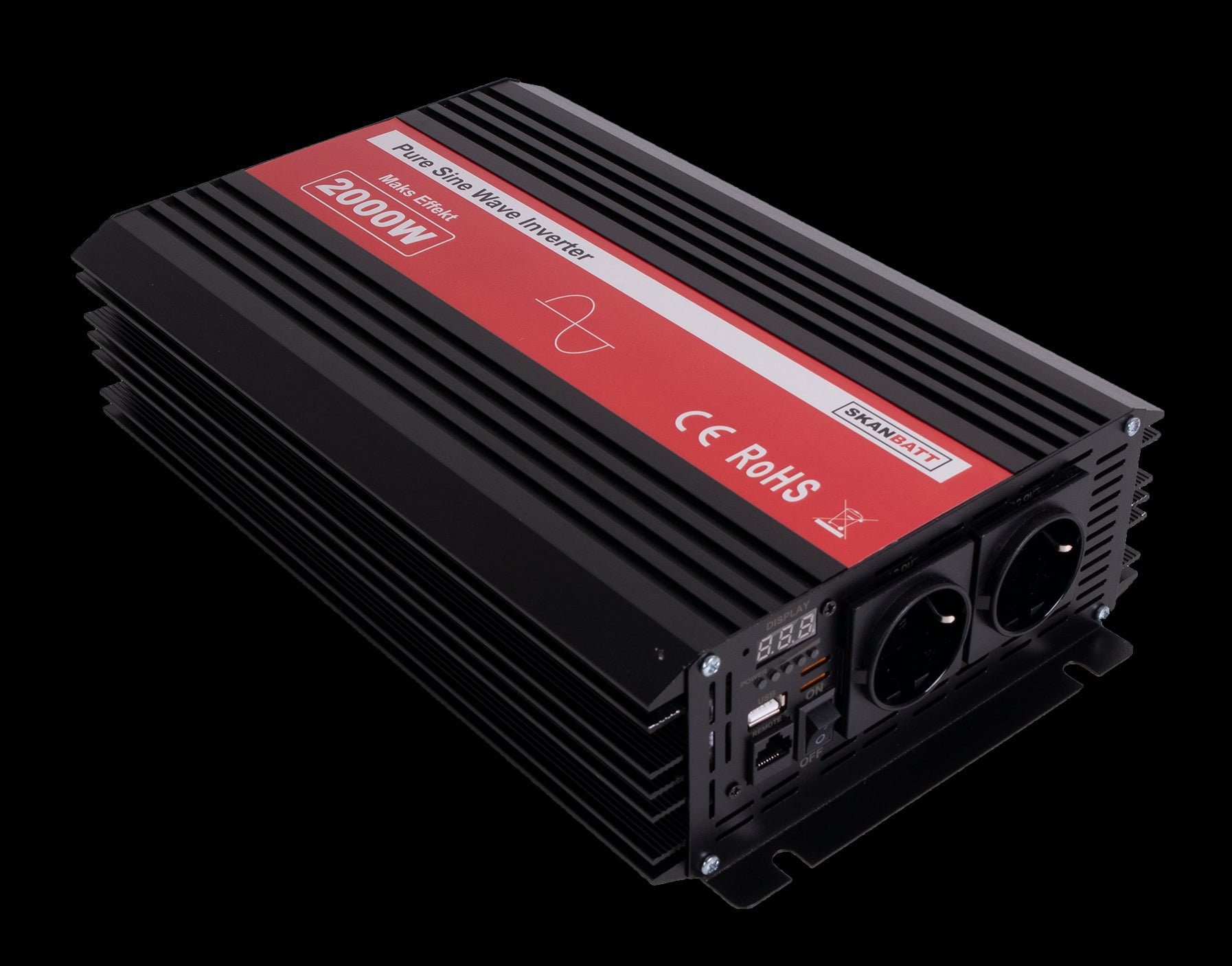 SKANBATT Inverter 12V 2000W Ren Sinus m/Kablet Fjernkontroll - Image 3