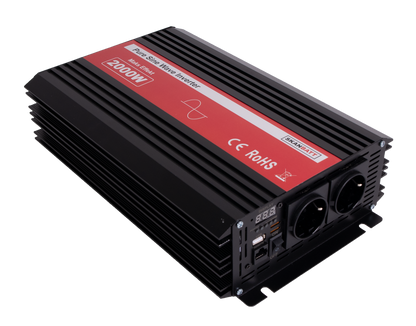 Skanbatt Inverter 12V 2000W Ren Sinus M/Kablet Fjernkontroll shown in detail view