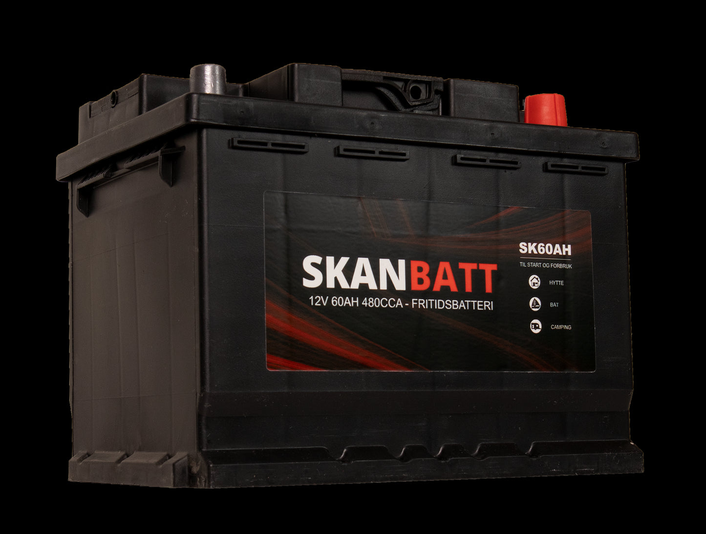SKANBATT Fritidsbatteri 12V 60AH 480CCA (242x175x190/190mm) +høyre - Image 2