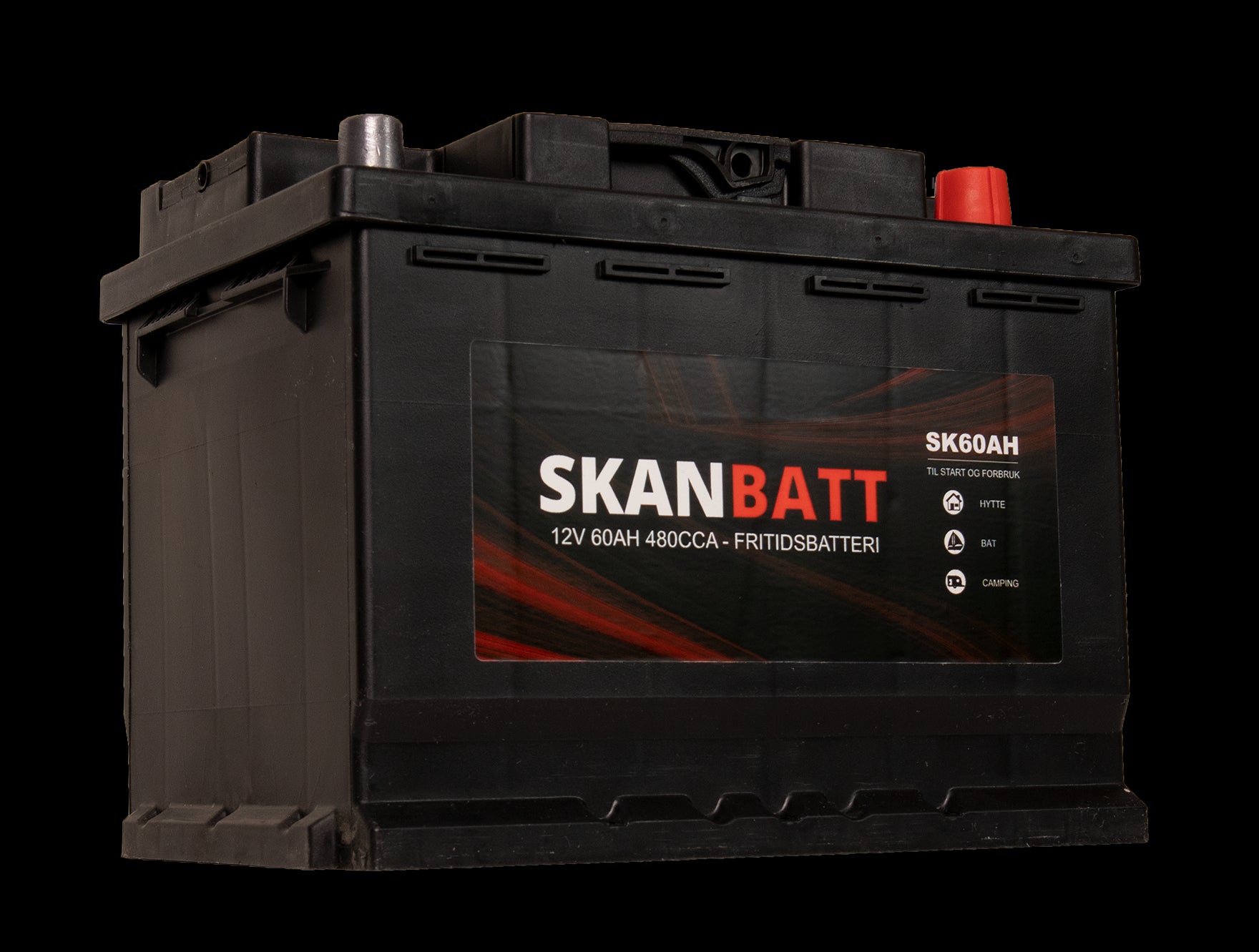 SKANBATT Fritidsbatteri 12V 60AH 480CCA (242x175x190/190mm) +høyre - Image 2