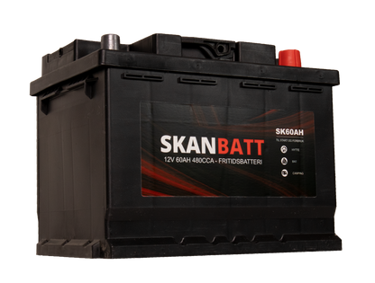 Skanbatt Fritidsbatteri 12V 60Ah 480Cca +Høyre shown in angle view
