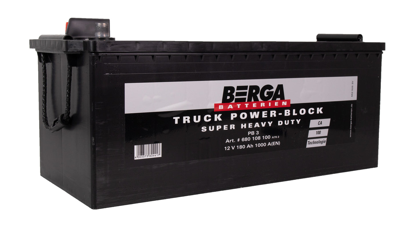 BERGA Truck Power Block 12V 180AH 1000CCA shown in angle view