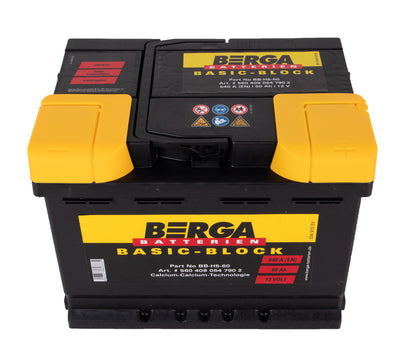 BERGA Basic Block 12V 60AH 540CCA shown in angle view
