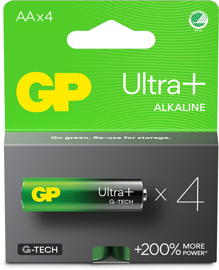 GP Ultra Plus Alkaline AA-batteri, 15A/LR6, 4-pack