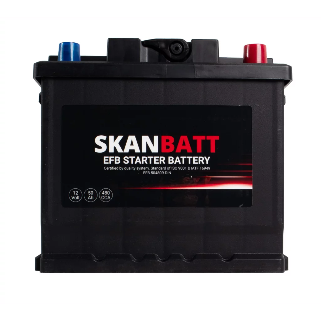 SKANBATT EFB Startbatteri 12V 50AH 480CCA (207x175x190mm) +R