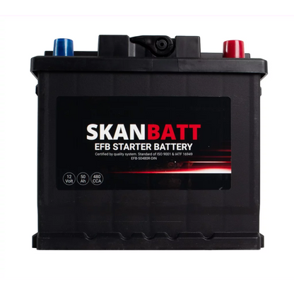 SKANBATT EFB Startbatteri 12V 50AH 480CCA (207x175x190mm) +R