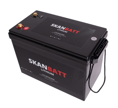SKANBATT Base Lithium - 24V 100Ah 100A BMS - 330x175x220mm - 3 Års garanti label detail