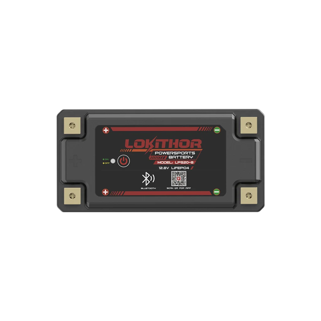 LOKITHOR Lithium MC Batteri 12V 8Ah - 175x87x130mm - Bluetooth - Heat shown in product view