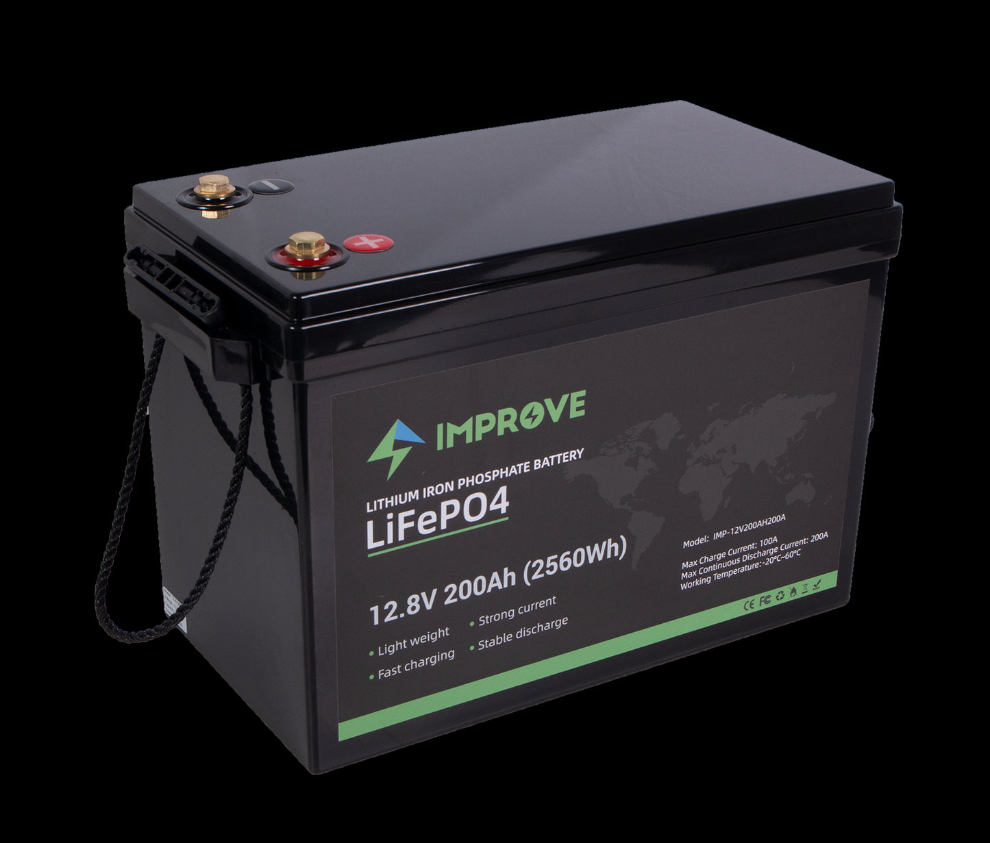 IMPROVE Lithium Batteri 12V 200Ah (LiFePO4) BMS 200A - Image 1