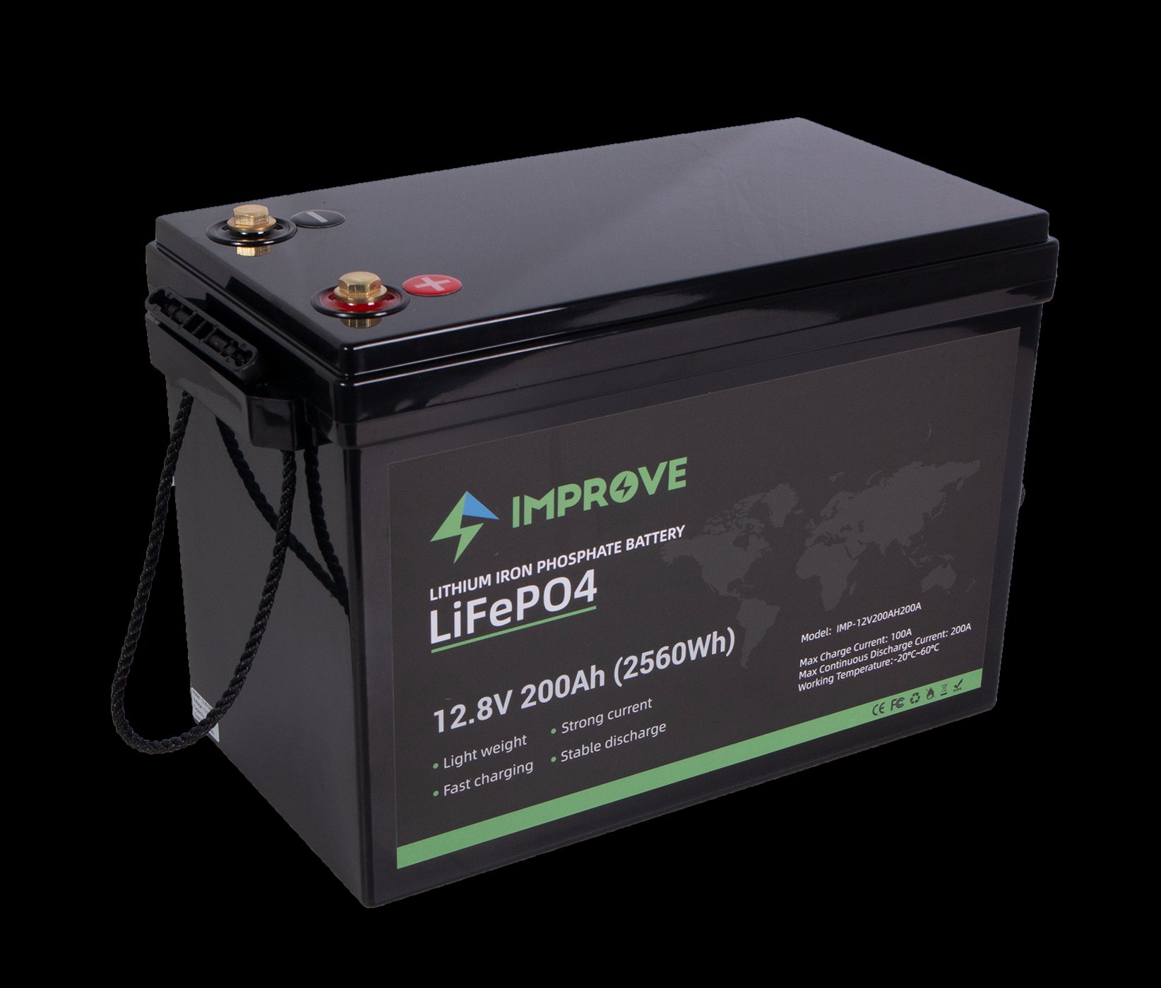 IMPROVE Lithium Batteri 12V 200Ah (LiFePO4) BMS 200A - Image 1