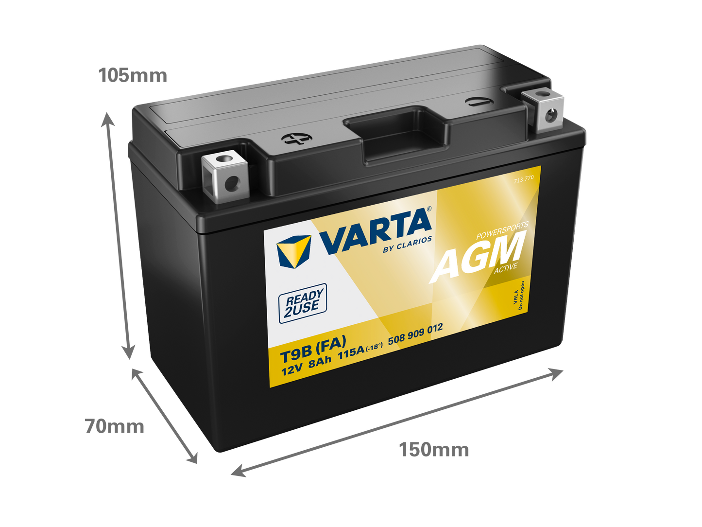 VARTA AGM MC Batteri 12V 8AH 115CCA (150x70x105mm) +vänster T9B (FA)