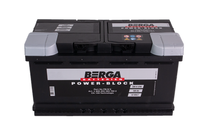 Berga Power Block 12V 100Ah 830Cca shown in angle view