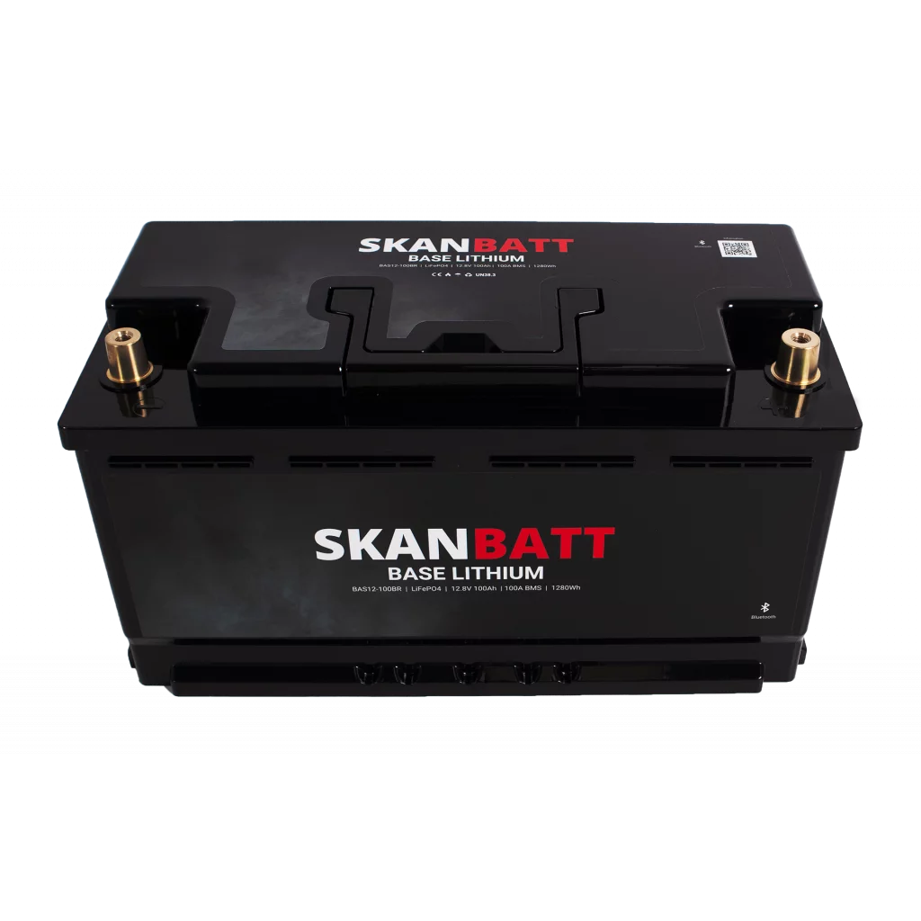 Produktbilde 3 av SKANBATT Base Lithium - 12V 100Ah 100A BMS - 352x175x190mm - Bluetooth - 3 Års garanti - Bobil