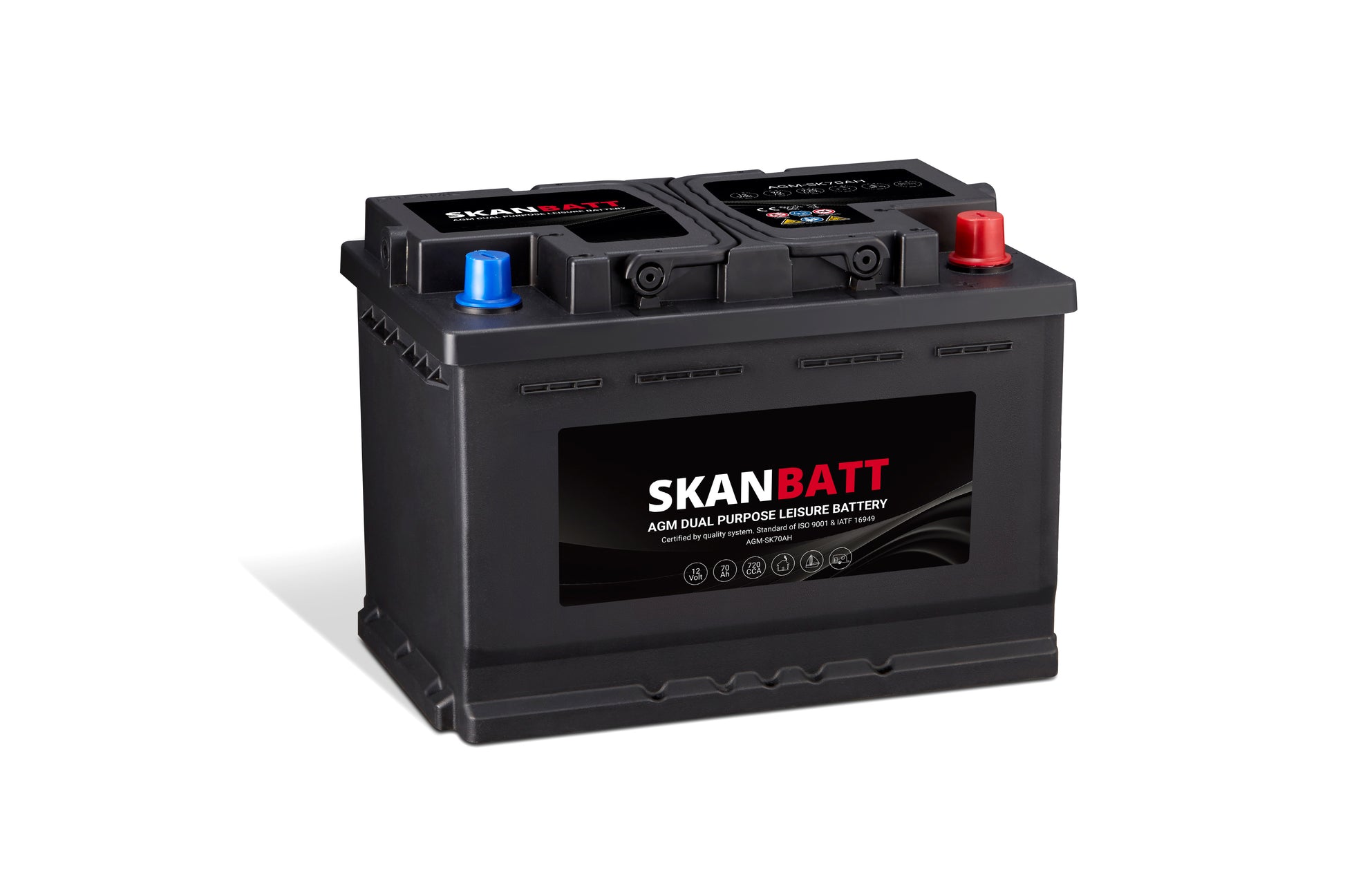 SKANBATT AGM Dual Purpose 12V 70AH 720CCA/850CA (278x175x190mm) +H shown in product view